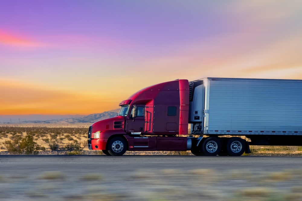 Semi Trucks on Highway, USA. Trucking in USA